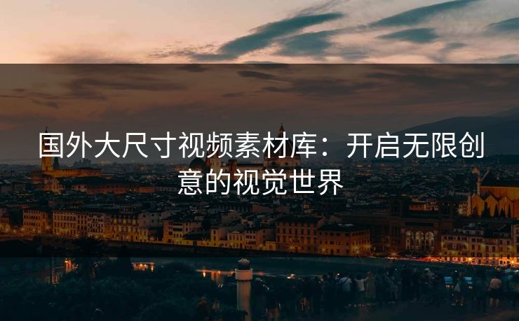国外大尺寸视频素材库：开启无限创意的视觉世界