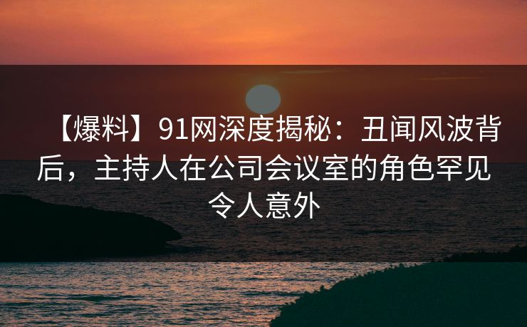 【爆料】91网深度揭秘：丑闻风波背后，主持人在公司会议室的角色罕见令人意外