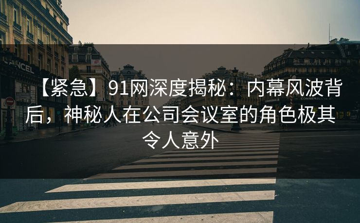 【紧急】91网深度揭秘：内幕风波背后，神秘人在公司会议室的角色极其令人意外