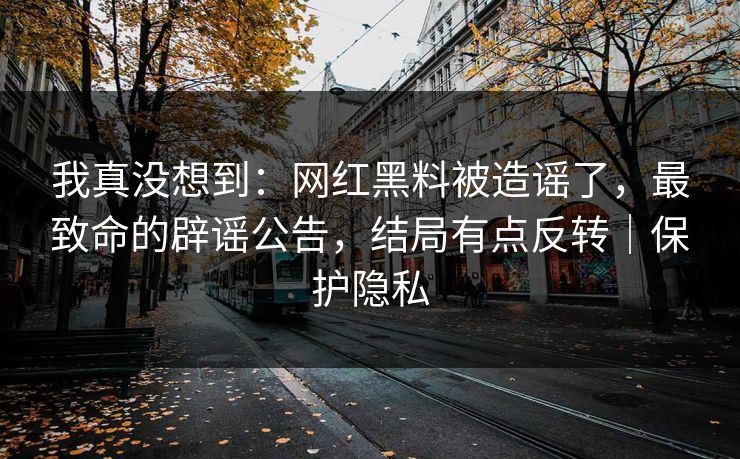 我真没想到:网红黑料被造谣了,最致命的辟谣公告,结局有点反转|保护隐私 我真没想到:网红黑料被造谣了,最致命的辟谣公告,结局有点反转|保护隐私