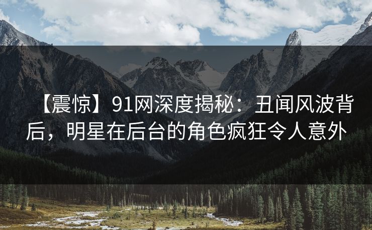 【震惊】91网深度揭秘：丑闻风波背后，明星在后台的角色疯狂令人意外
